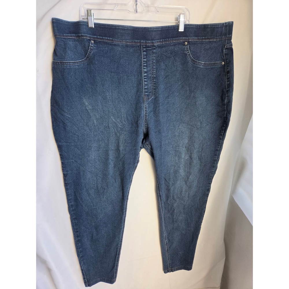 Terra & Sky Jeggings Womens Blue Dark Wash Skinny High Rise Tapered